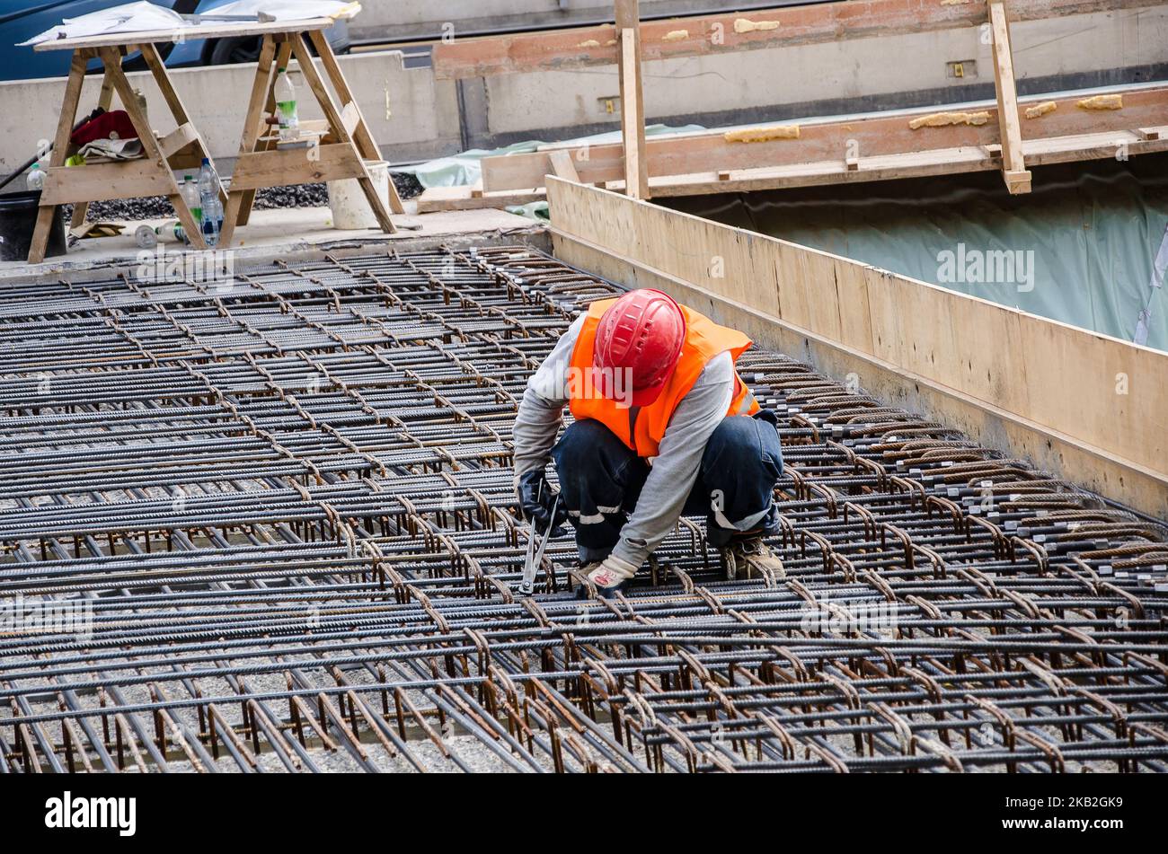 Reinforcing iron and rebar of buildings bridges roads hi res stock