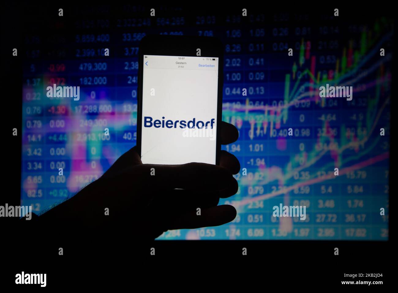 The logo of the personal-care company Beiersdorf is seen in this  illustration. Its brands include Nivea, Elastoplast, Eucerin and Labello.  The DAX is the major German stock market index consisting of the, image size:1300x956