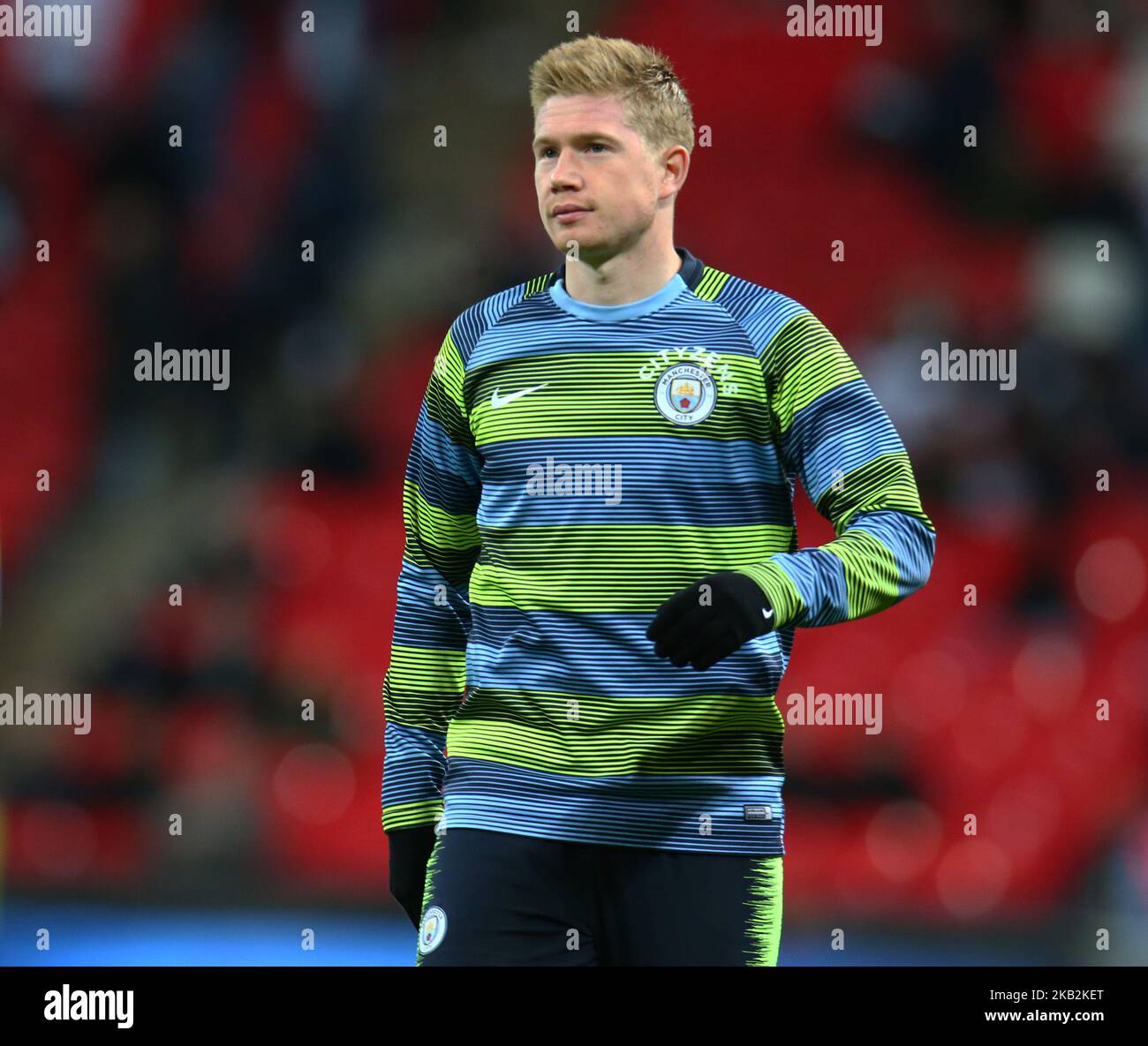 London, England - October 29, 2018 Manchester City's Kevin De Bruyne during the pre-match warm-up during Premier League between Tottenham Hotspur and Manchester City at Wembley stadium , London, England on 29 Oct 2018. (Photo by Action Foto Sport/NurPhoto)  Stock Photo