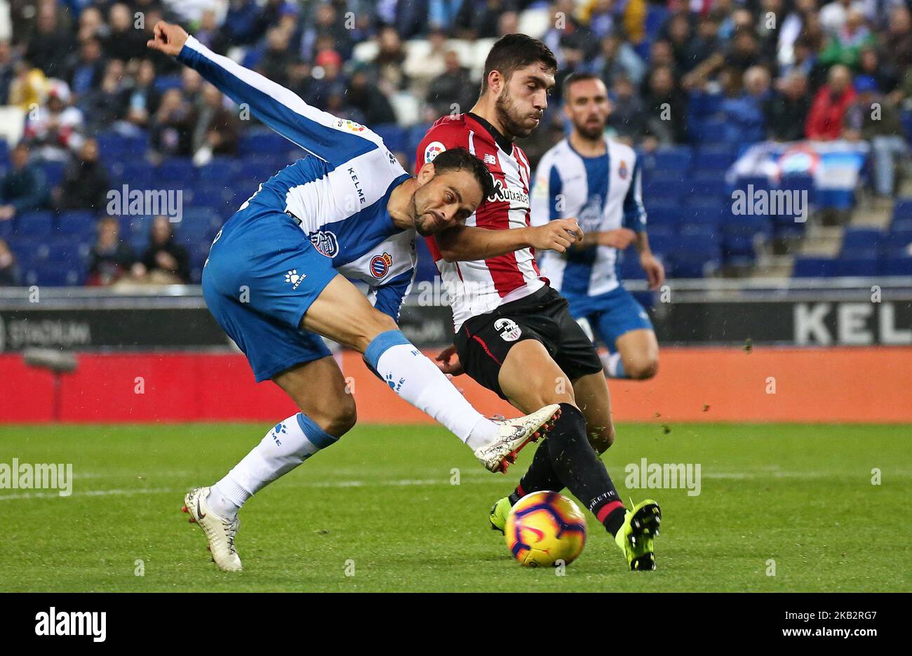 Sergio Garcia and Nunez during the match between RCD Espanyol and Athletic Club Bilbao, corresponding to the week 11 of que spanish league, played at the RCDE Stadium, on 05th November, 2018, in Barcelona, Spain. (Photo by Joan Valls/Urbanandsport/NurPhoto) Stock Photo