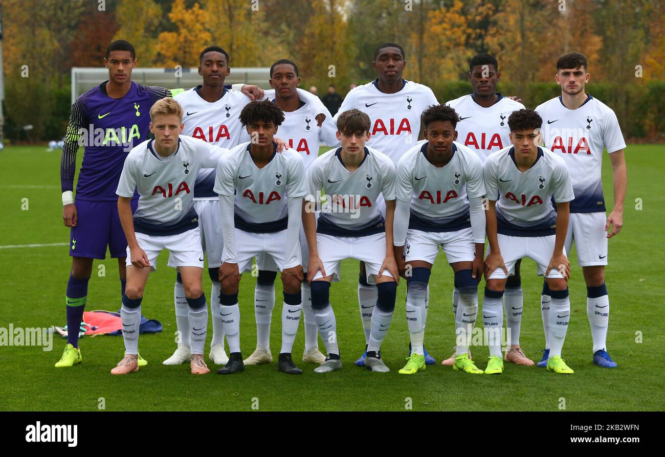 Enfield, UK. 06 November, 2018 Tottenham Hotspur Team during UEFA Youth  League match between Tottenham Hotspur and PSV Eindhoven at Hotspur Way,  Enfield. FA Premier League and Football League images are subject