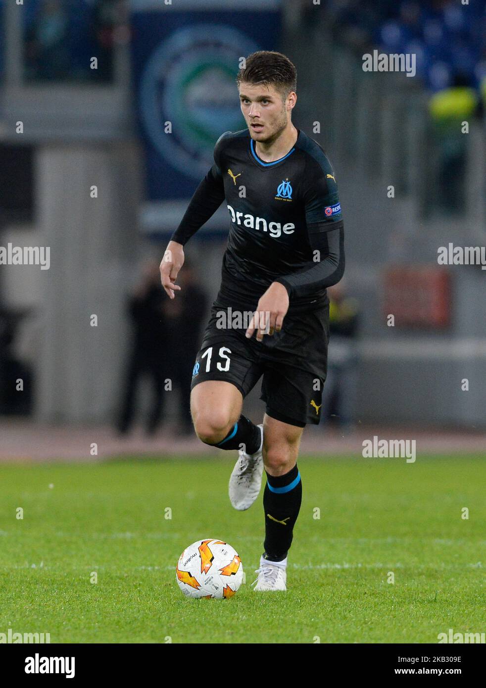 Duje Caleta-Car during the Europe League football match S.S. Lazio vs Olympique de Marseille at the Olympic Stadium in Rome, on november 08, 2018. (Photo by Silvia Lore/NurPhoto) Stock Photo