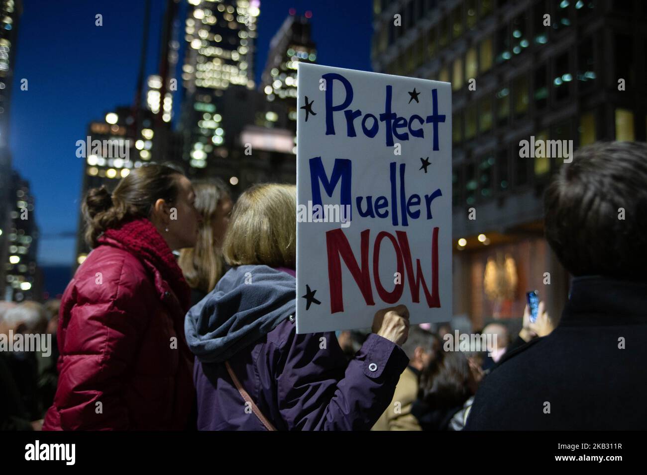 Hundreds of protestors gather and march in Philadelphia, November 8, 2018 in an event pre-planned by organizers and triggered by President Trump's firing of Attorney General Sessions and appointment of Matthew Whitaker as Acting AG, seen as a potential threat against the Mueller investigation. (Photo by Michael Candelori/NurPhoto) Stock Photo