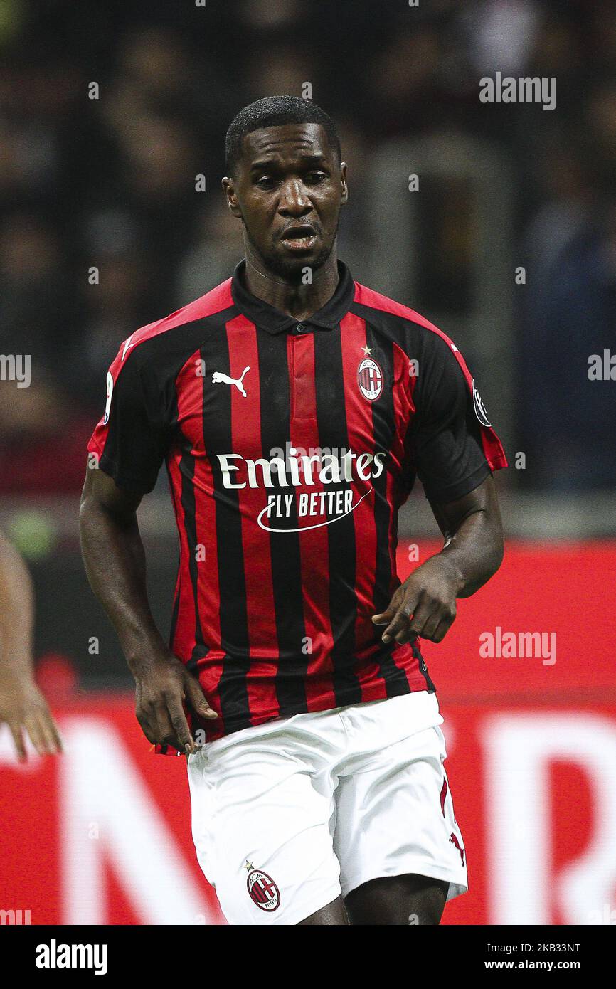 Milan defender Cristian Zapata (17) in action during the Serie A football match n.12 MILAN - JUVENTUS on 11/11/2018 at the Stadio Giuseppe Meazza in Milan, Italy. (Photo by Matteo Bottanelli/NurPhoto) Stock Photo