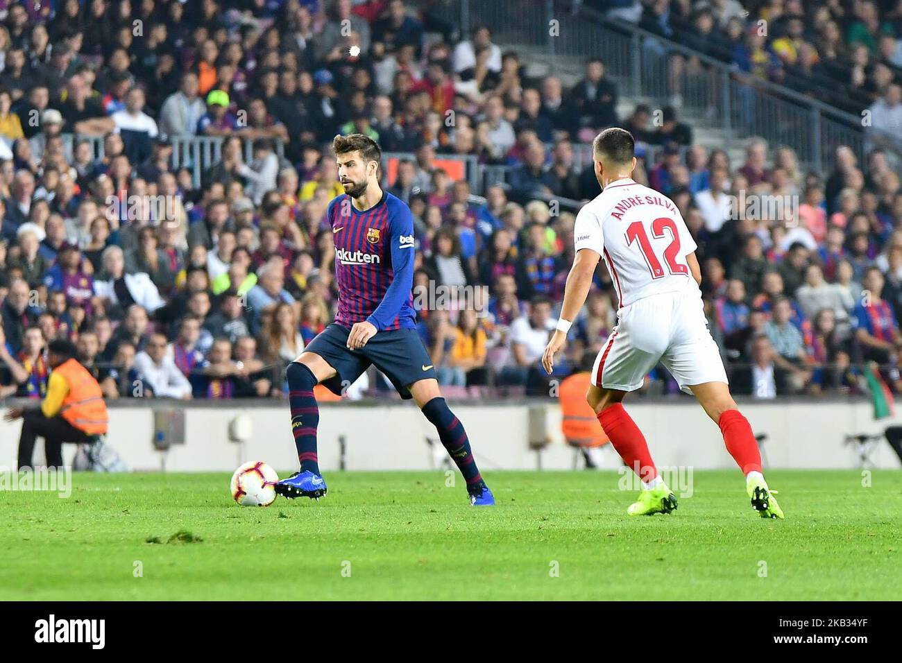 Gerard Pique of FC Barcelona in action during the spanish league, La Liga, football match between FC Barcelona and Sevilla FC on October 10, 2018 at Camp Nou stadium in Barcelona, Spain Credit: CORDON PRESS/Alamy Live News Stock Photo