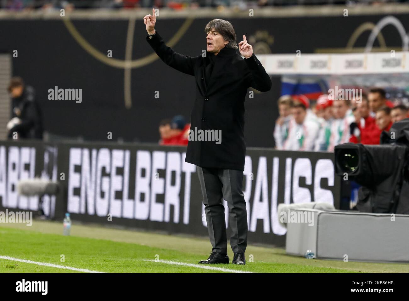 Germany head coach Joachim Loew gestures during the international friendly match between Germany and Russia on November 15, 2018 at Red Bull Arena in Leipzig, Germany. (Photo by Mike Kireev/NurPhoto) Stock Photo