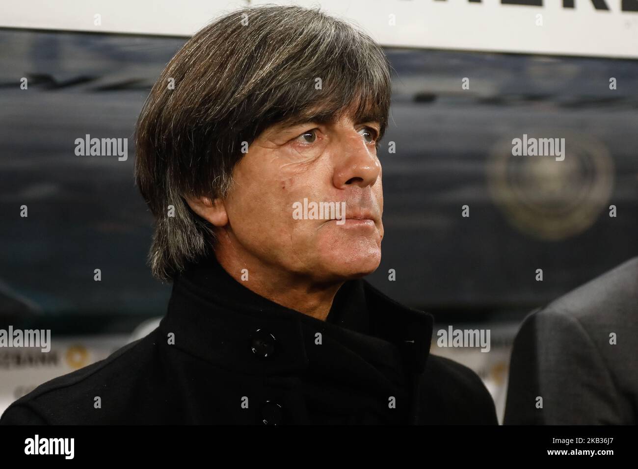 Germany head coach Joachim Loew looks on during the international friendly match between Germany and Russia on November 15, 2018 at Red Bull Arena in Leipzig, Germany. (Photo by Mike Kireev/NurPhoto) Stock Photo