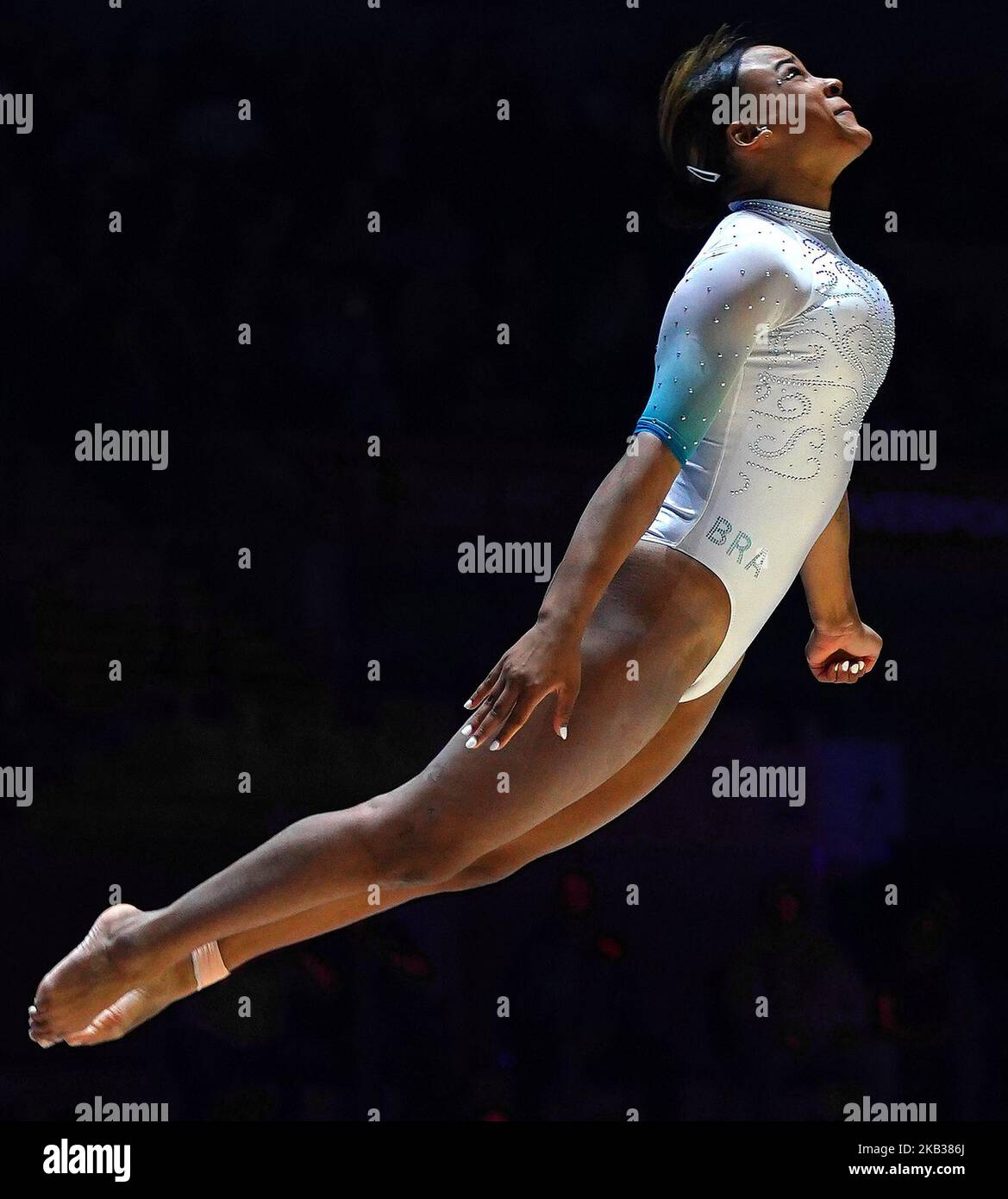 Brazil's Rebeca Andrade competes on the floor in the women's individual