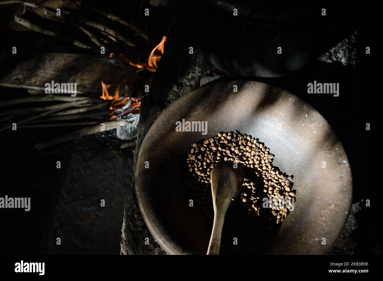 Roasting place for coffee beans collected from the excrement of civets