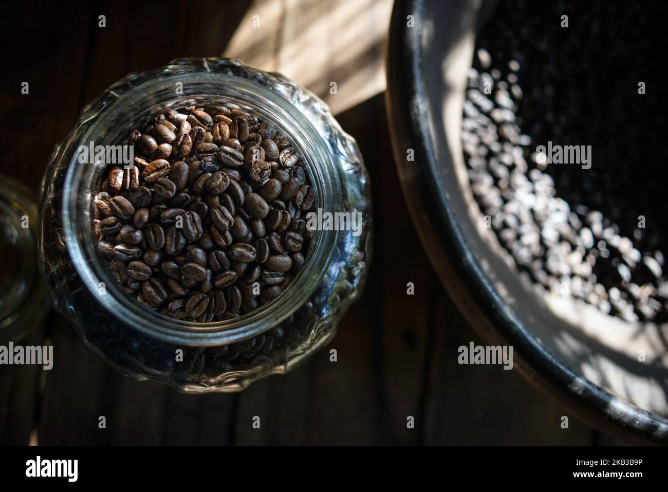 Rosted coffee beans collected from the excrement of civets at Kopi