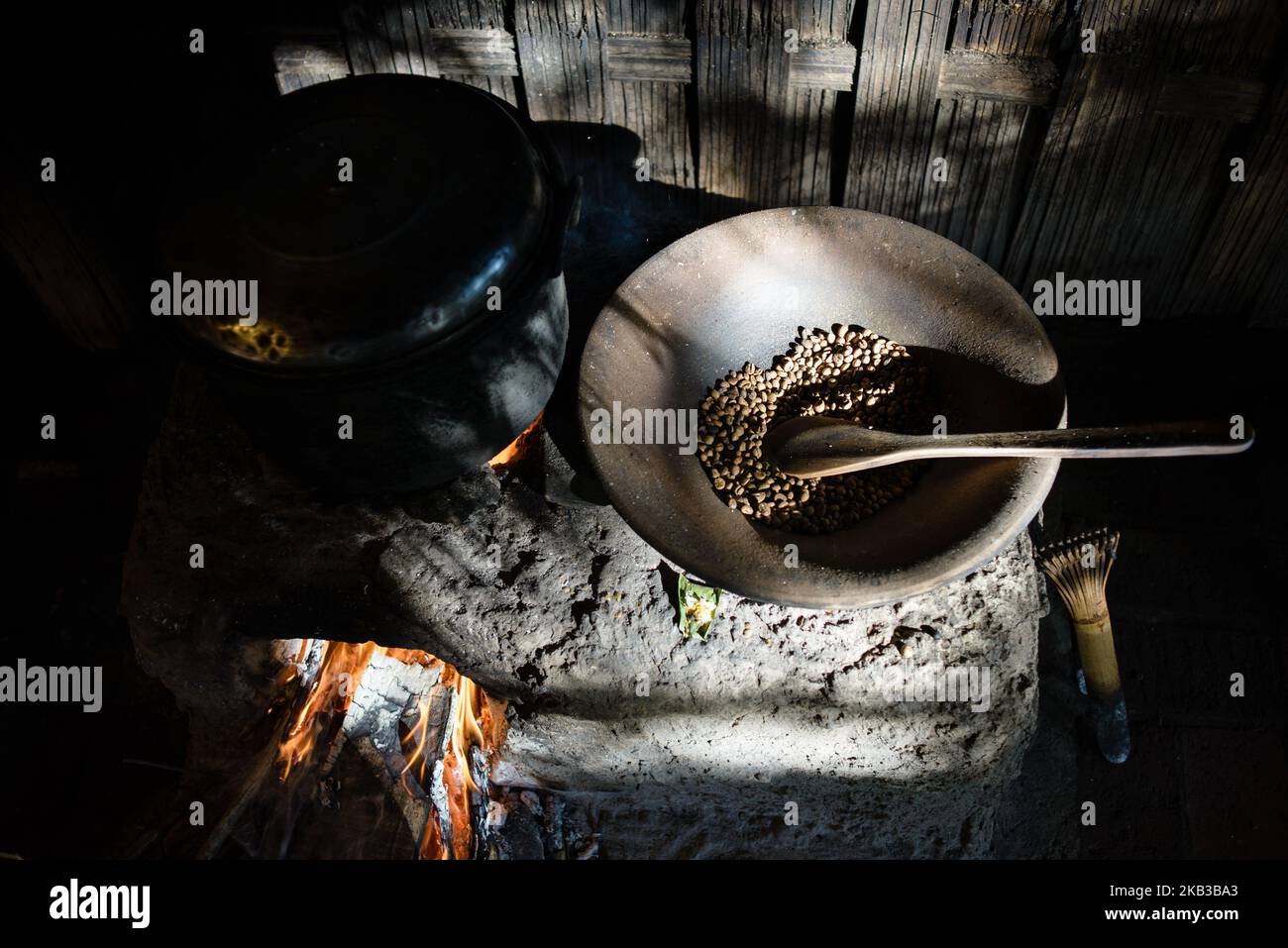 Roasting place for coffee beans collected from the excrement of civets