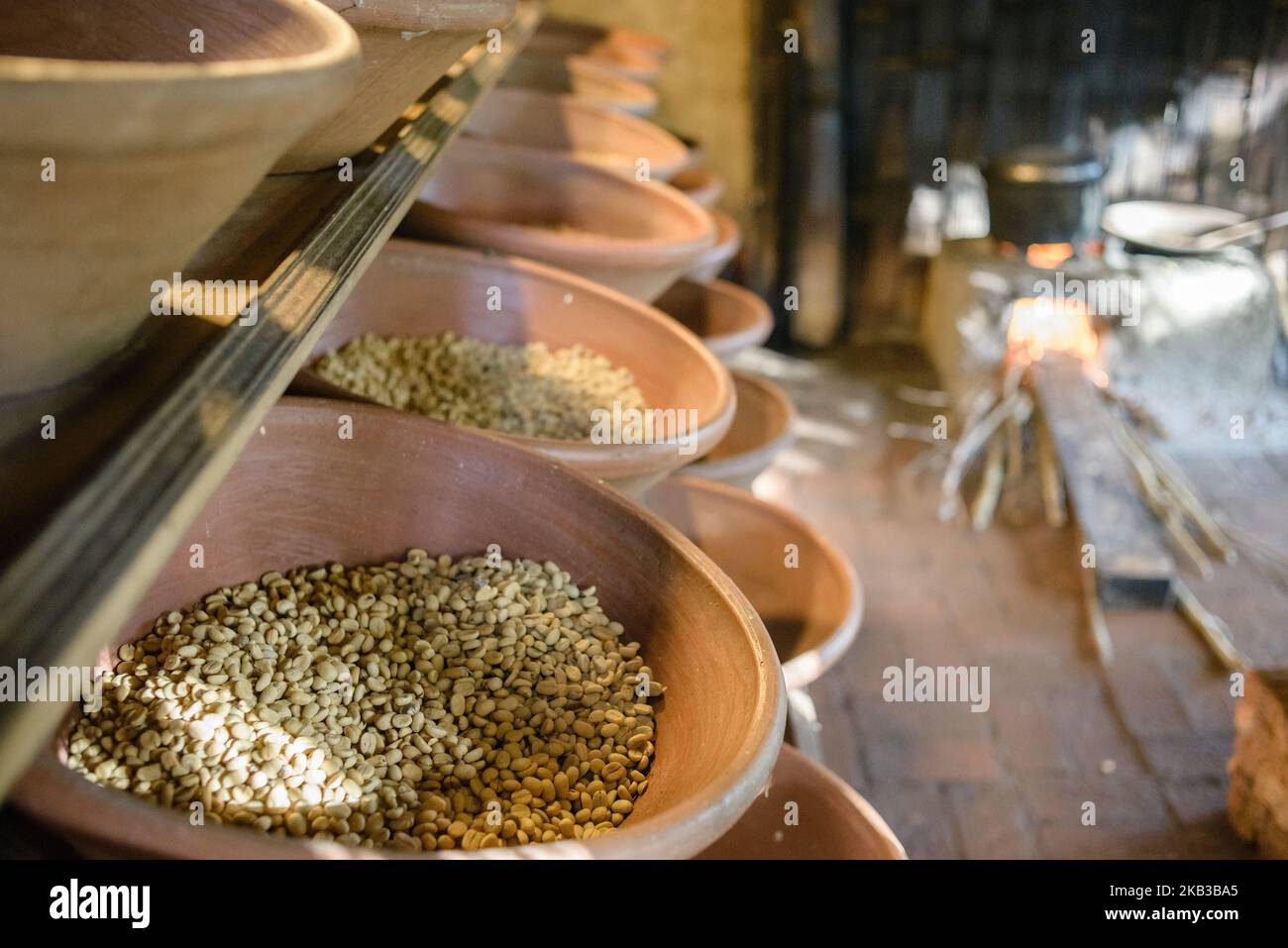 Roasting place for coffee beans collected from the excrement of civets
