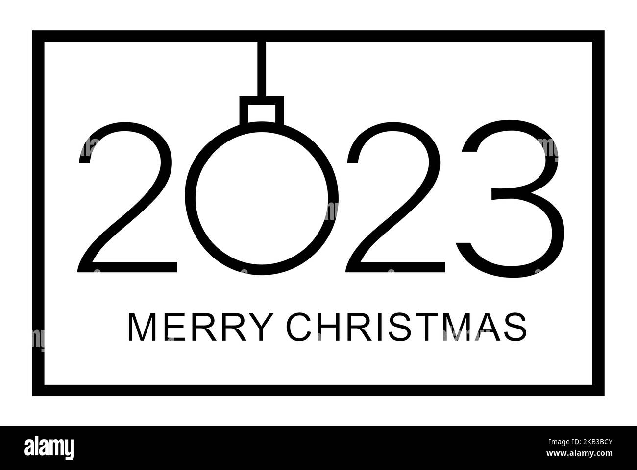 Merry Christmas and Happy New 2023 Year. Minimalistic text. Isolated