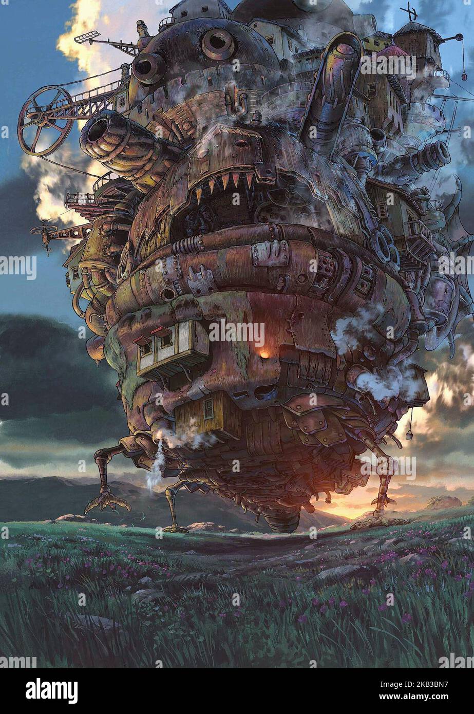 Ghibli All Characters In Front Of Howls Moving Castle Poster