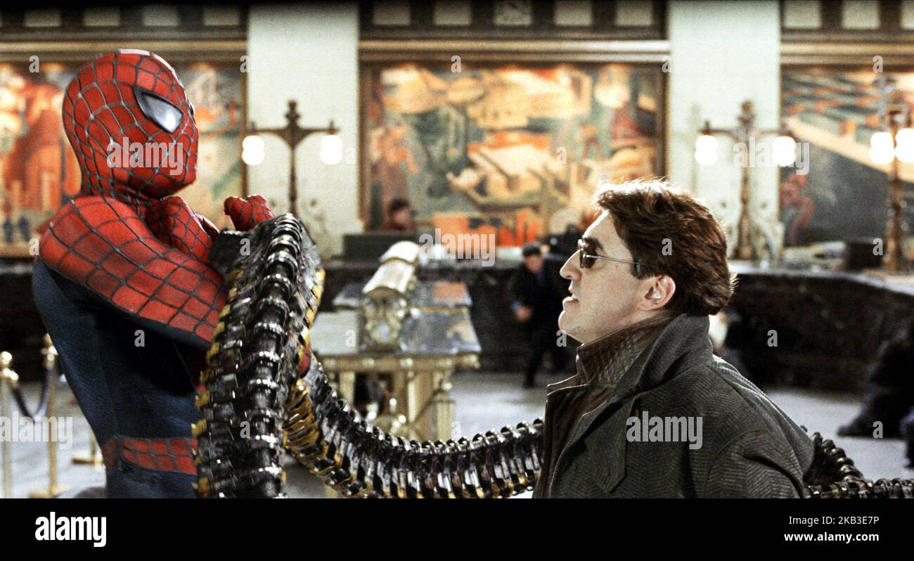 SPIDER-MAN 2, TOBEY MAGUIRE, ALFRED MOLINA, 2004 Stock Photo