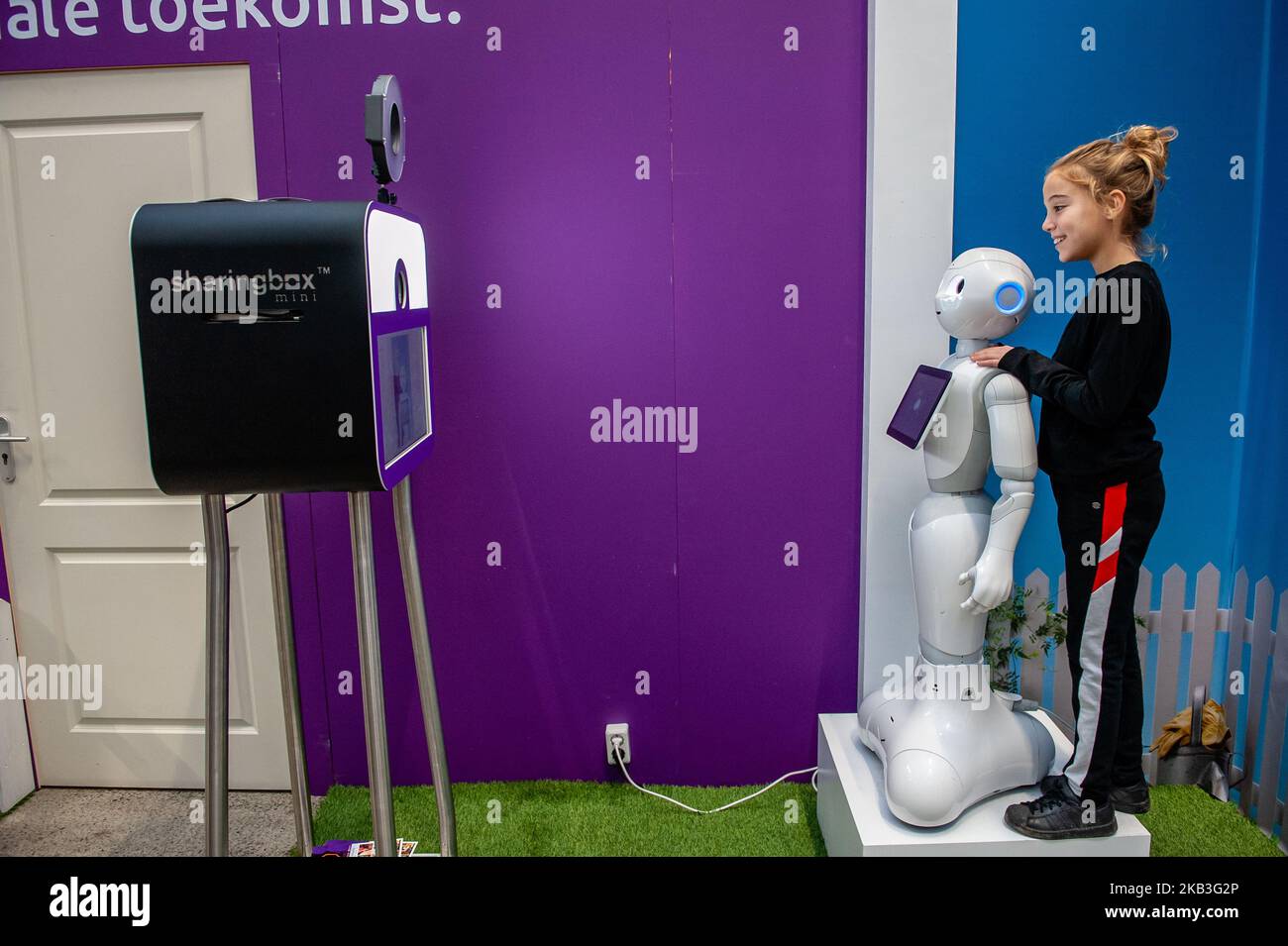 Robot Philadelphia supports people with disabilities around The Netherlands and helps everyone to get the best out of themselves is seen on November 24th, 2018 In Vijfhuizen, The Netherlands. (Photo by Romy Arroyo Fernandez/NurPhoto) Stock Photo