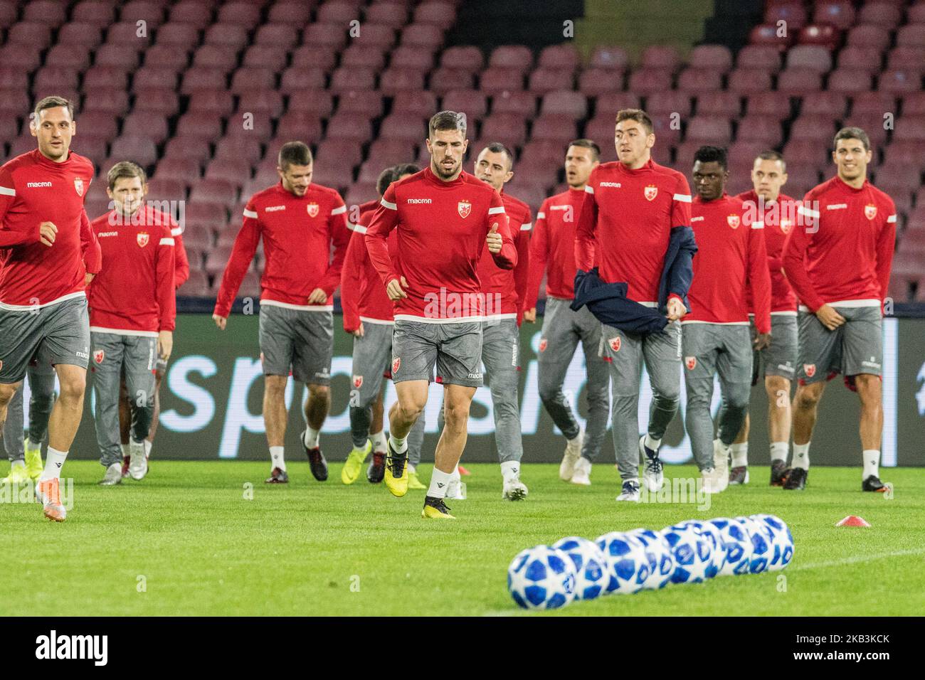 training after Press Conference Red Star Belgrade at Stadium S. Paolo, before of match SSC Naples v Red Star Belgrade, UEFA Champions November 27,2018, Naples, Italy (Photo by Paolo Manzo/NurPhoto) Stock Photo