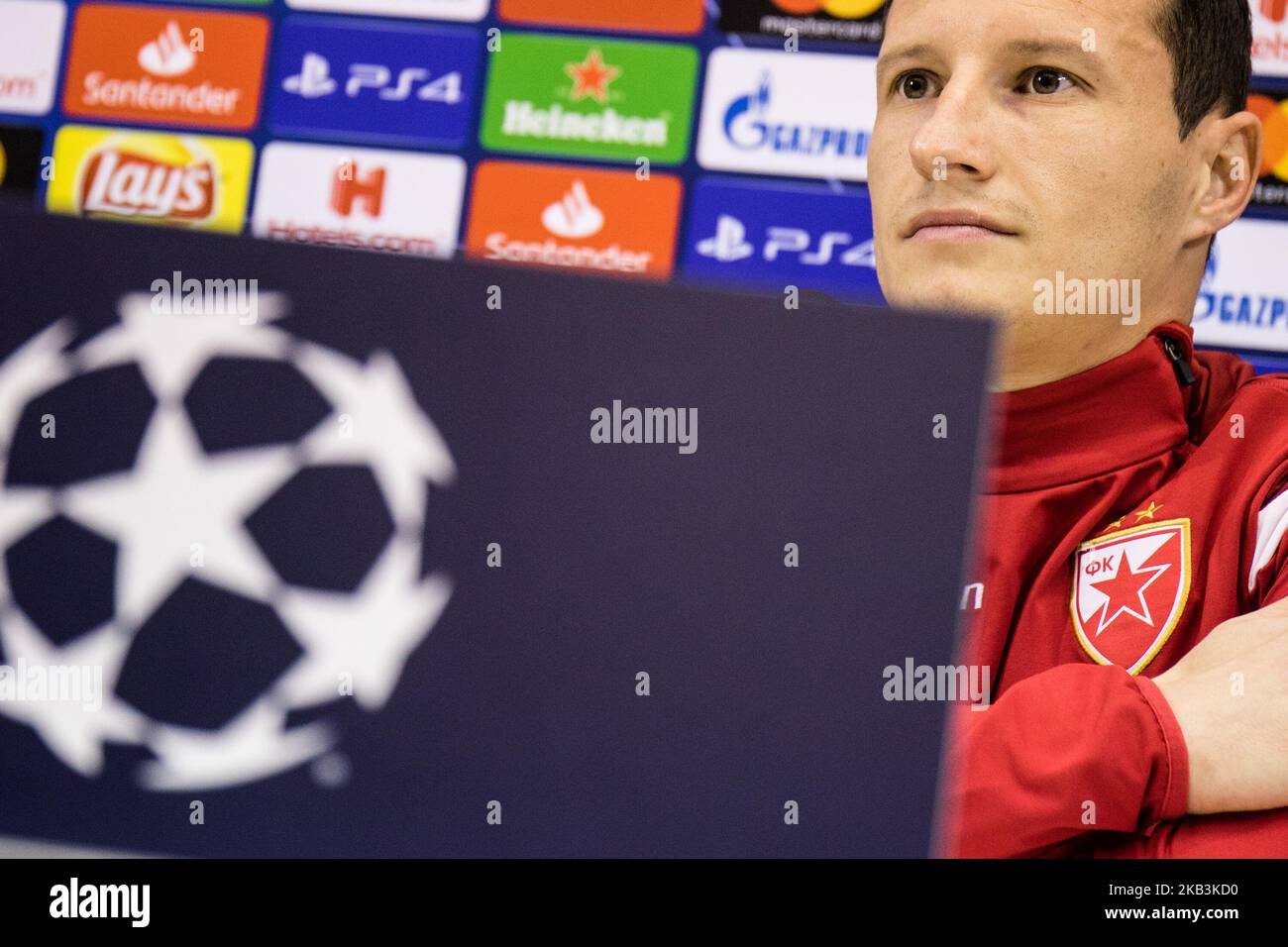 Player Slavoljub Srnic Press Conference Red Star Belgrade at Stadium S. Paolo, before of match SSC Naples v Red Star Belgrade, UEFA Champions November 27,2018, Naples, Italy (Photo by Paolo Manzo/NurPhoto) Stock Photo