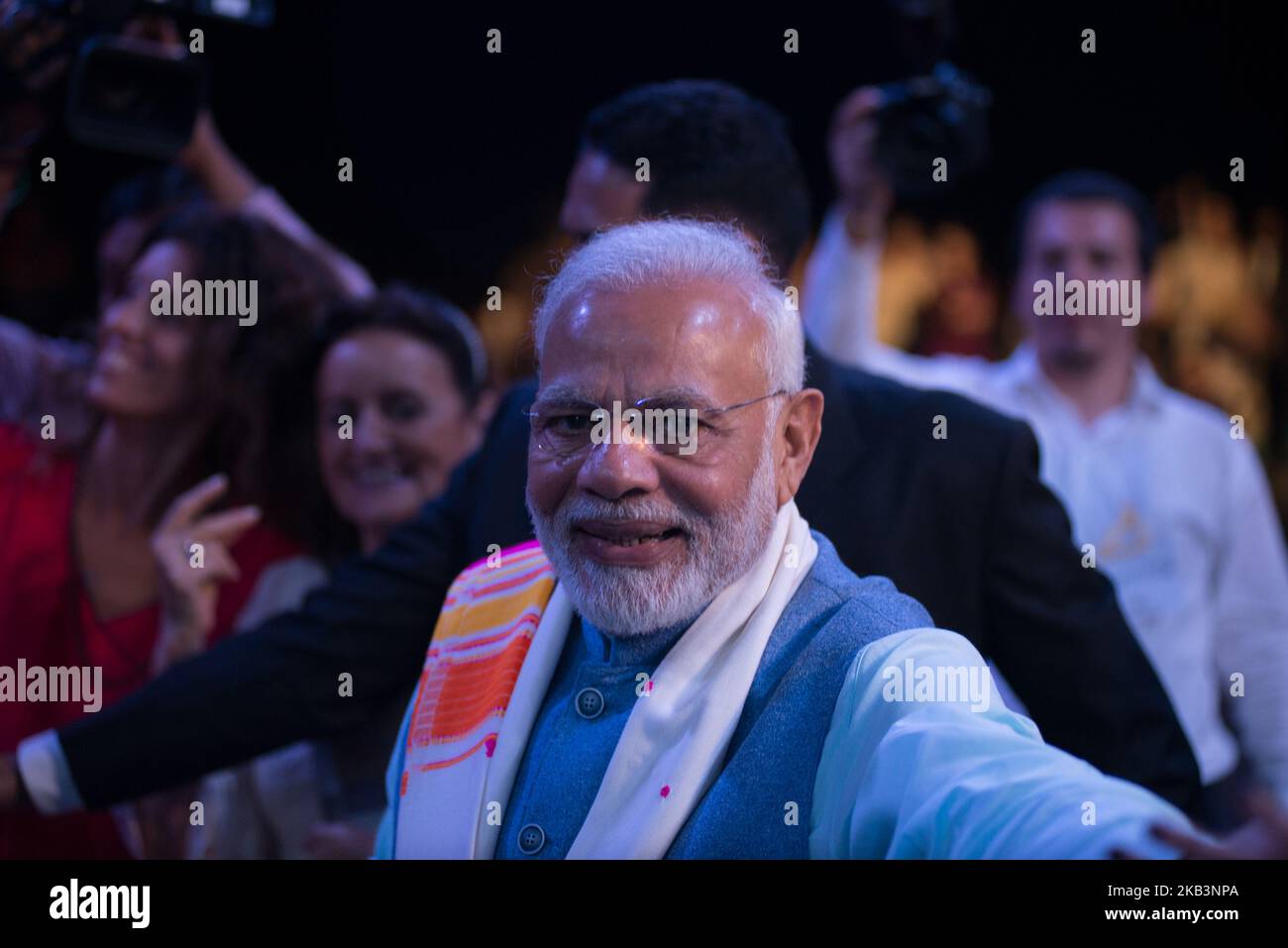 India's Prime Minister Narendra Modi during a Yoga for Peace event at La Rural Convention Center in Buenos Aires, Argentina on Thursday, November 29, 2018. Modi is and the other leaders from the Group of 20 industrialized nations will meet in Buenos Aires for two days starting Friday. (Photo by Mario De Fina/NurPhoto) Stock Photo