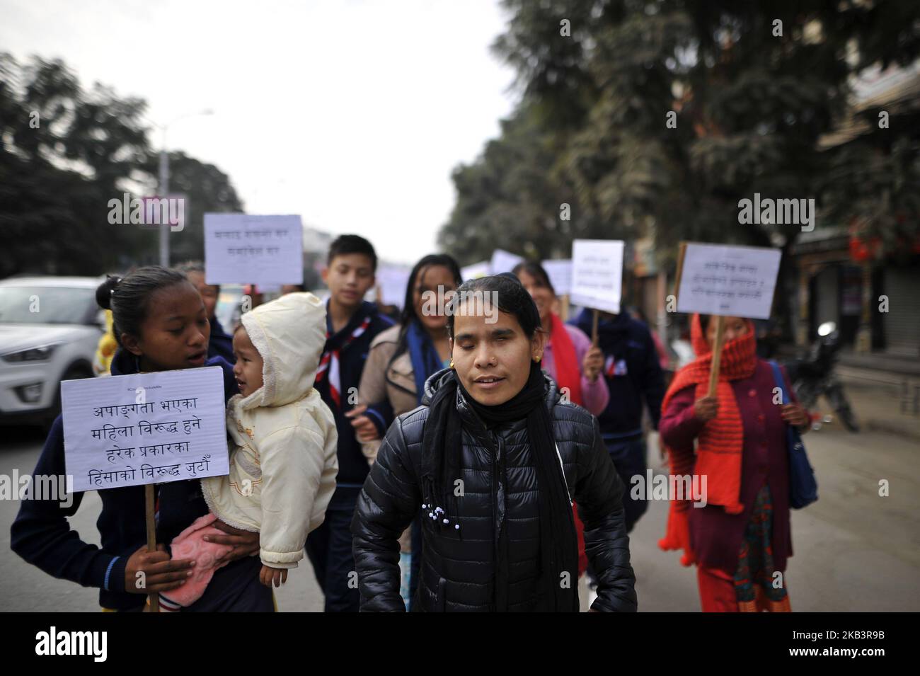 Visually impaired Nepalese people take part in a rally during 27th International Day of Persons with Disabilities in Kathmandu, Nepal on Monday, December 03, 2018. The 27th World Disability Day focuses on 'Empowering persons with disabilities and ensuring inclusiveness and equality'. (Photo by Narayan Maharjan/NurPhoto) Stock Photo