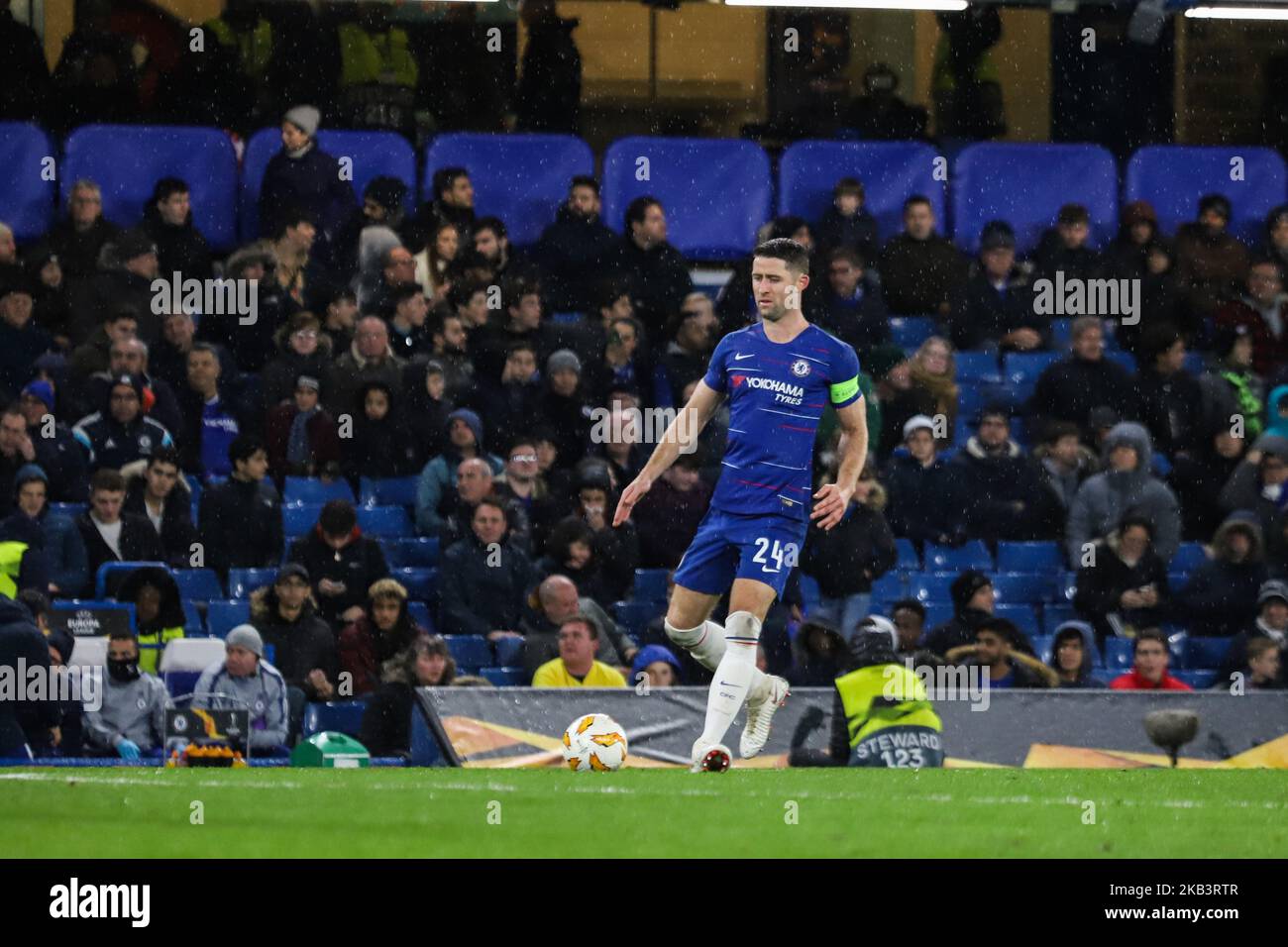 Gary Cahill #24 (C) of Chelsea during the UEFA Europa League Group L match between Chelsea and PAOK at Stamford Bridge on November 29, 2018 in London, United Kingdom. (Photo by Nicolas Economou/NurPhoto) Stock Photo