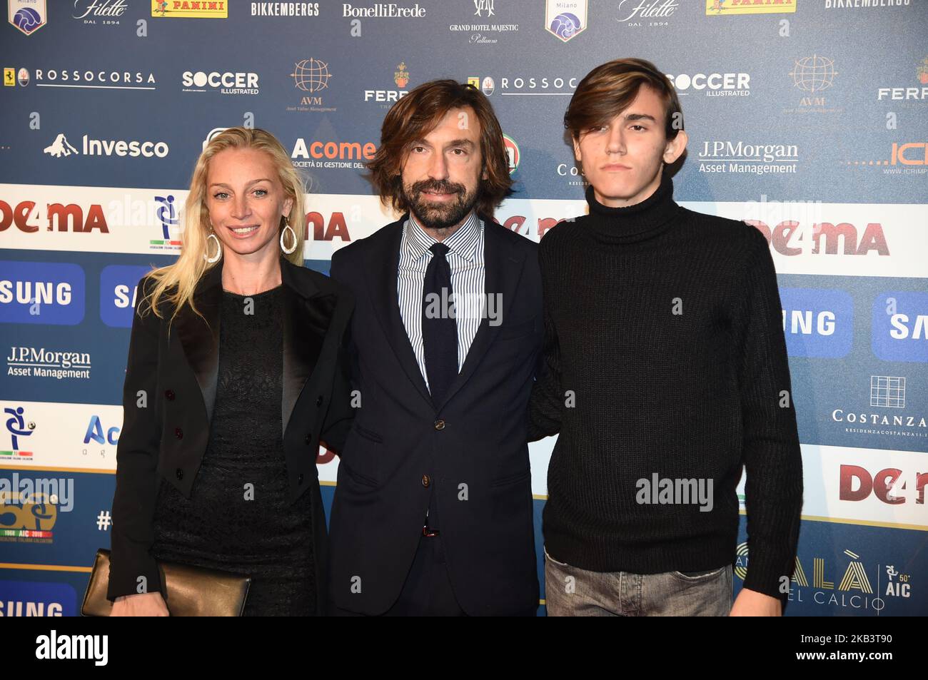 Valentina Baldini, Andrea Pirlo and Nicolo Pirlo attend the 'Oscar Del