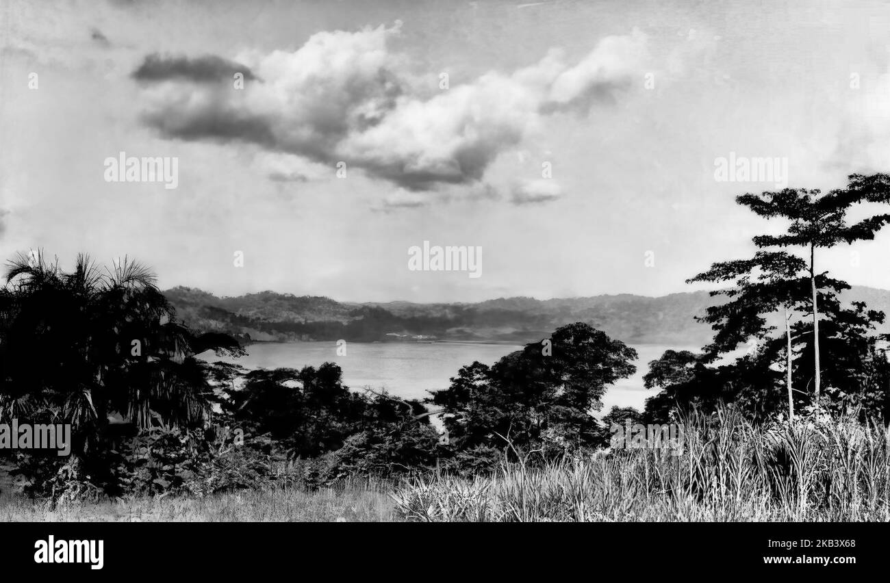 Looking across the Volta River near Akosombo in the Eastern Region of ...