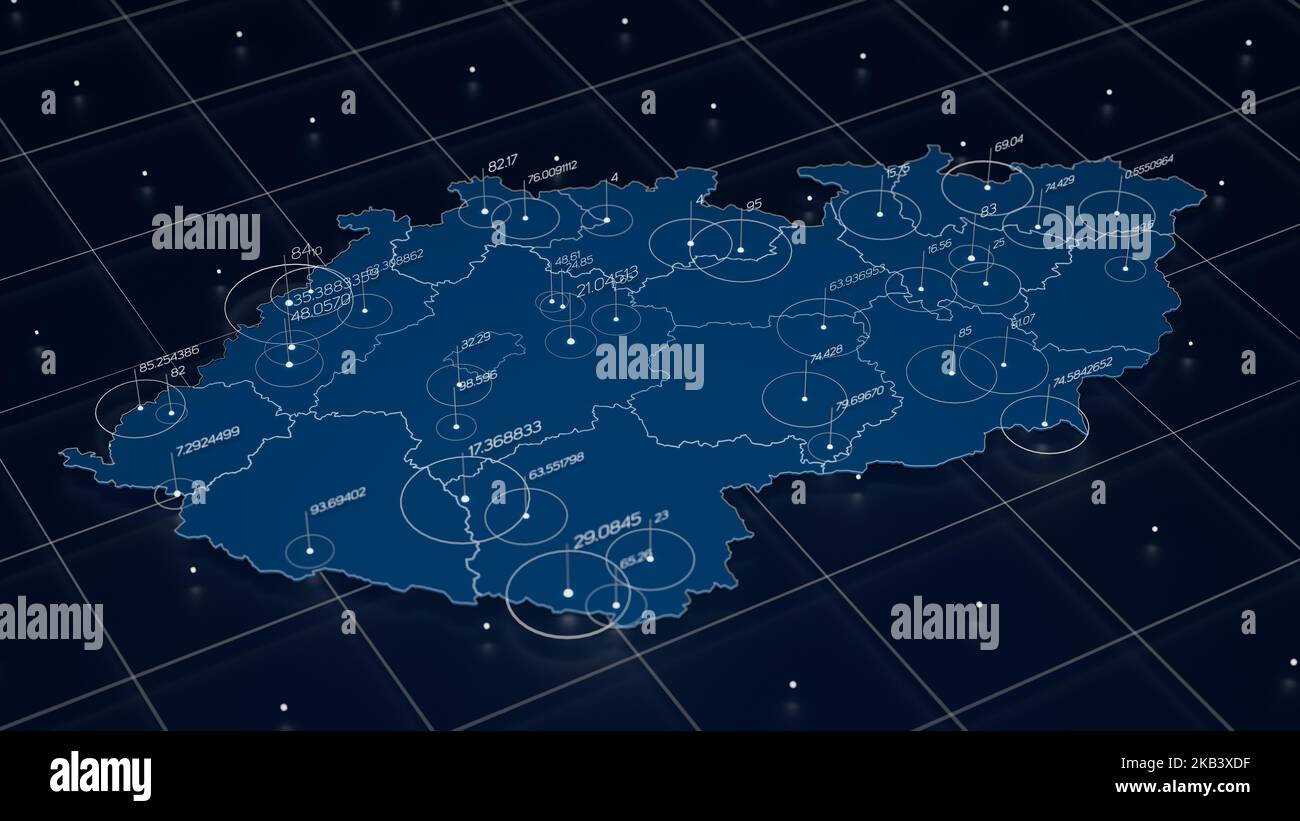 Czechia blue map big data visualization. Futuristic map infographic 