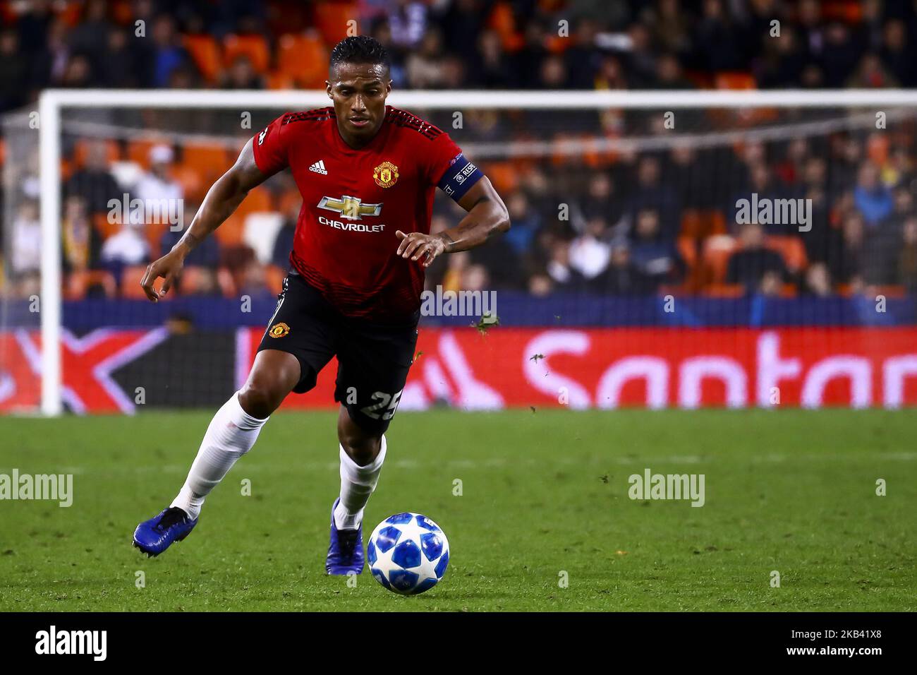 Antonio Valencia of Manchester United during UEFA Champions League Group H between Valencia CF and Manchester United at Mestalla stadium on December 12, 2018. (Photo by Jose Miguel Fernandez/NurPhoto) (Photo by Jose Miguel Fernandez/NurPhoto) Stock Photo