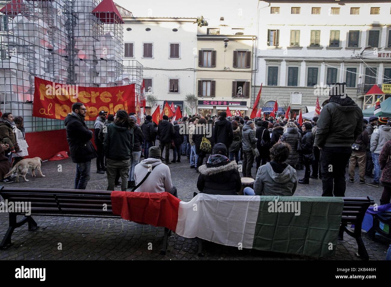 The opening of the headquarter of Casapound a neofascist party in Pontedera a province of Pisa, Italy, on 15 December 2018 call to a protest and a mobilization of the leftist parties and associations (Photo by Enrico Mattia Del Punta/NurPhoto) Stock Photo