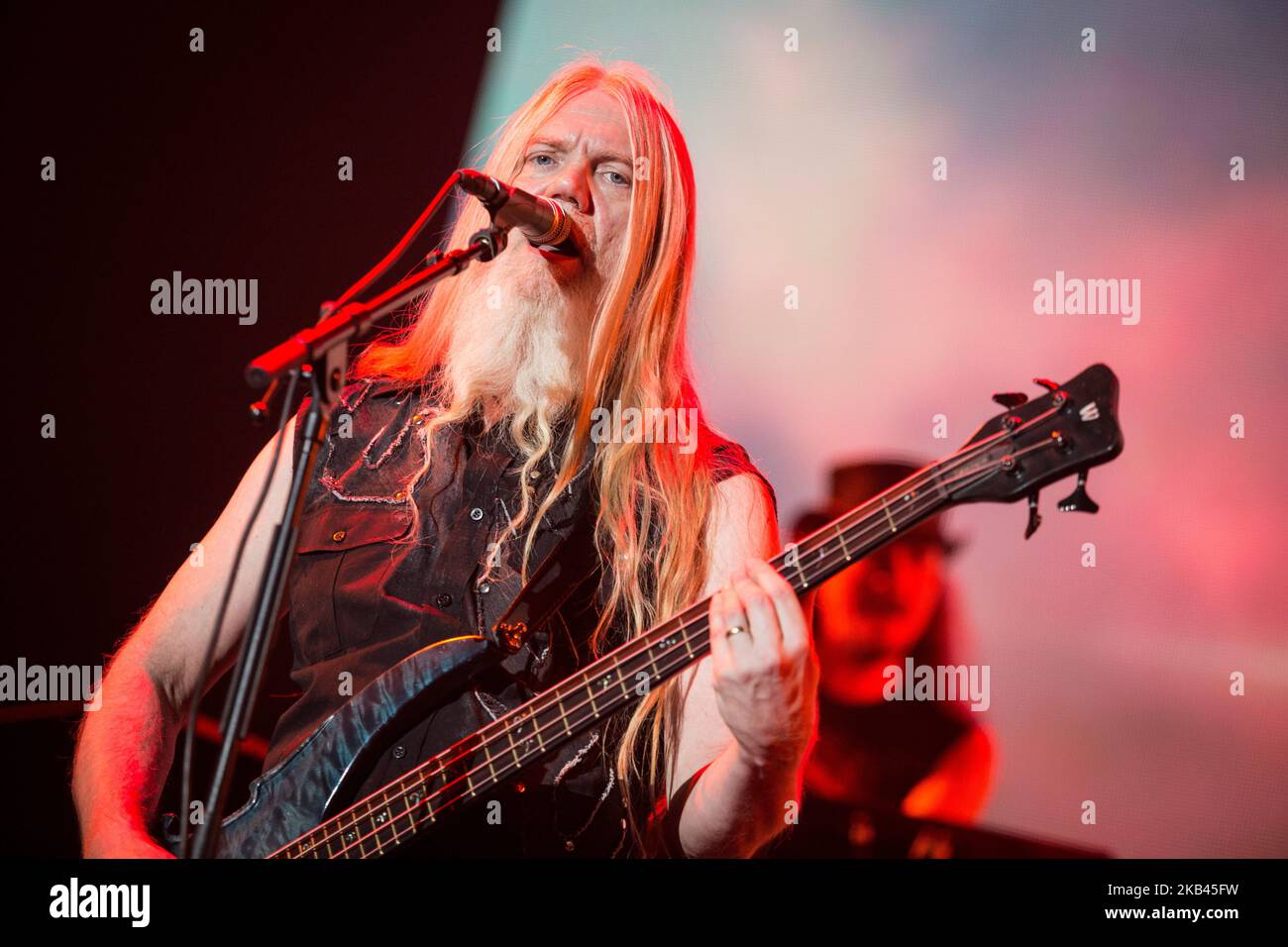 Marco Hietala of the Finnish symphonic metal band Nightwish performing live at Mediolanum Forum in Assago, Milan, Italy, on 4 December 2018. (Photo by Roberto Finizio/NurPhoto) Stock Photo