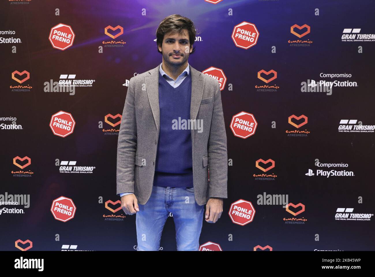 Spanish Formula One driver Carlos Sainz presents the new campaign 'Ponle freno' (lit. Put the