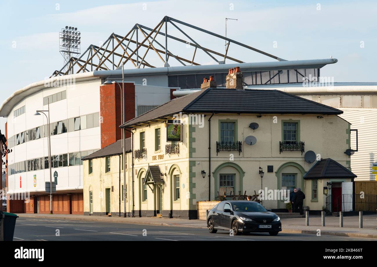 The Turf Pub, Mold Road, Wrexham, with Wrexham Football Club's