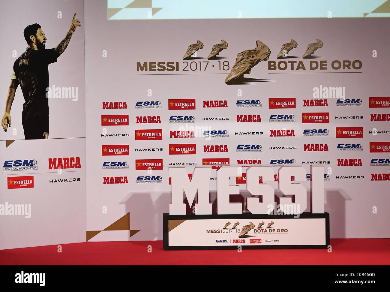 Delivery to Leo Messi of the Golden Shoe, as the top European scorer of the 2017/18 season on 18th December 2018 in Barcelona, Spain. (Photo by Joan Valls/Urbanandsport/NurPhoto) Stock Photo