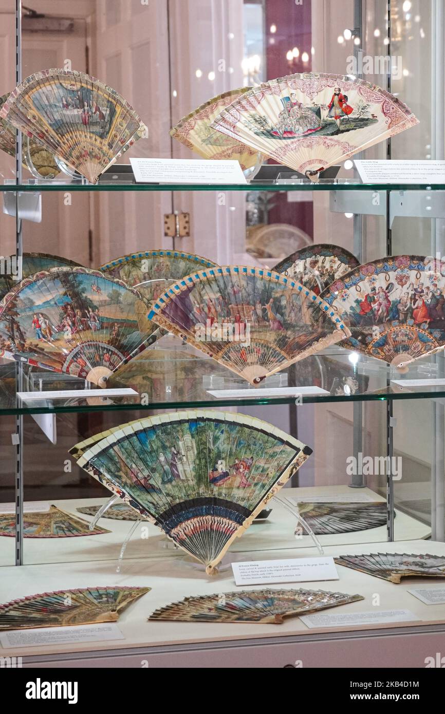 Hand fans on display in the Fan Museum in Greenwich, London England ...