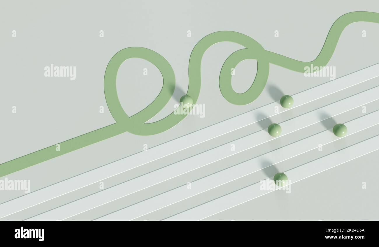 Straight line verses winding route. Path to success. Business strategic