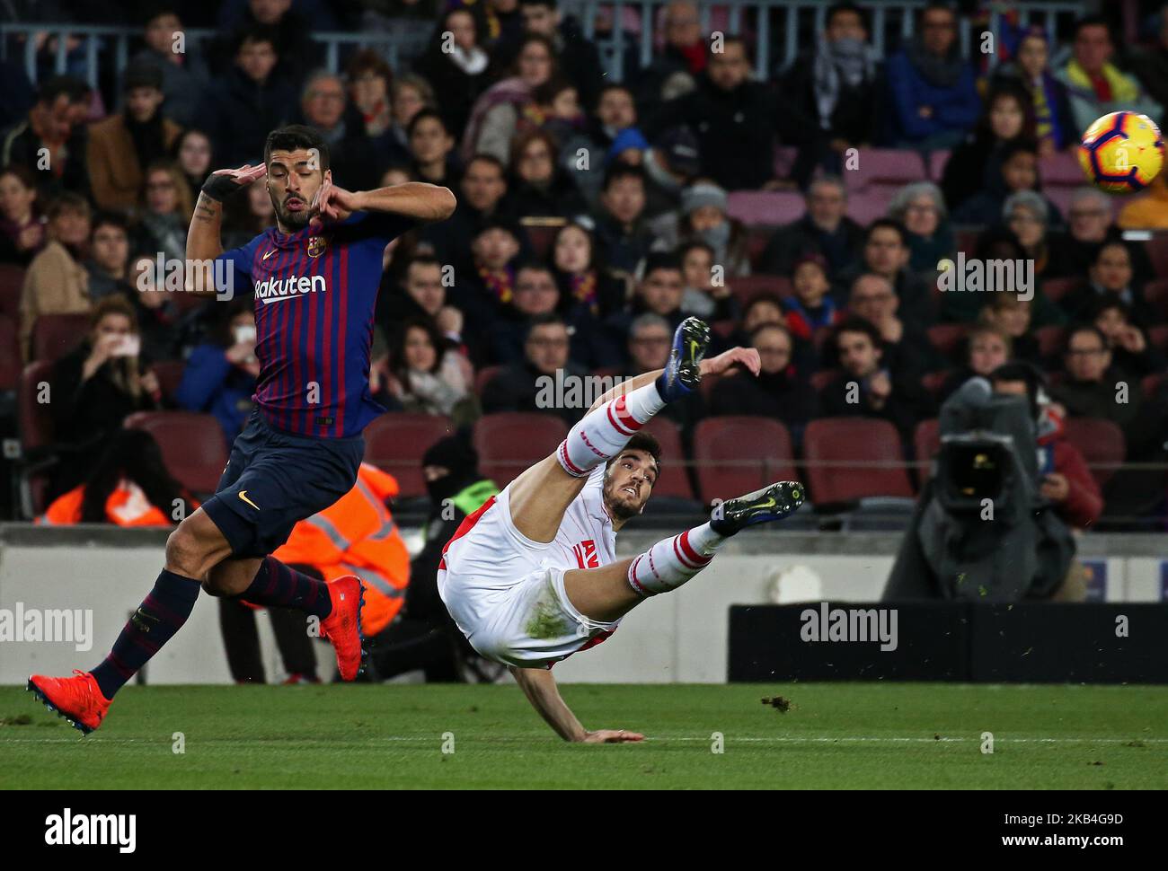 Luis Suarez and Pena during the match between FC Barcelona and SD Eibar, corresponding to the week 19 of the Liga Santander, played at the Camp Nou Stadium, on January 13, 2019 in Barcelona, Spain. (Photo by Joan Valls/Urbanandsport /NurPhoto) Stock Photo
