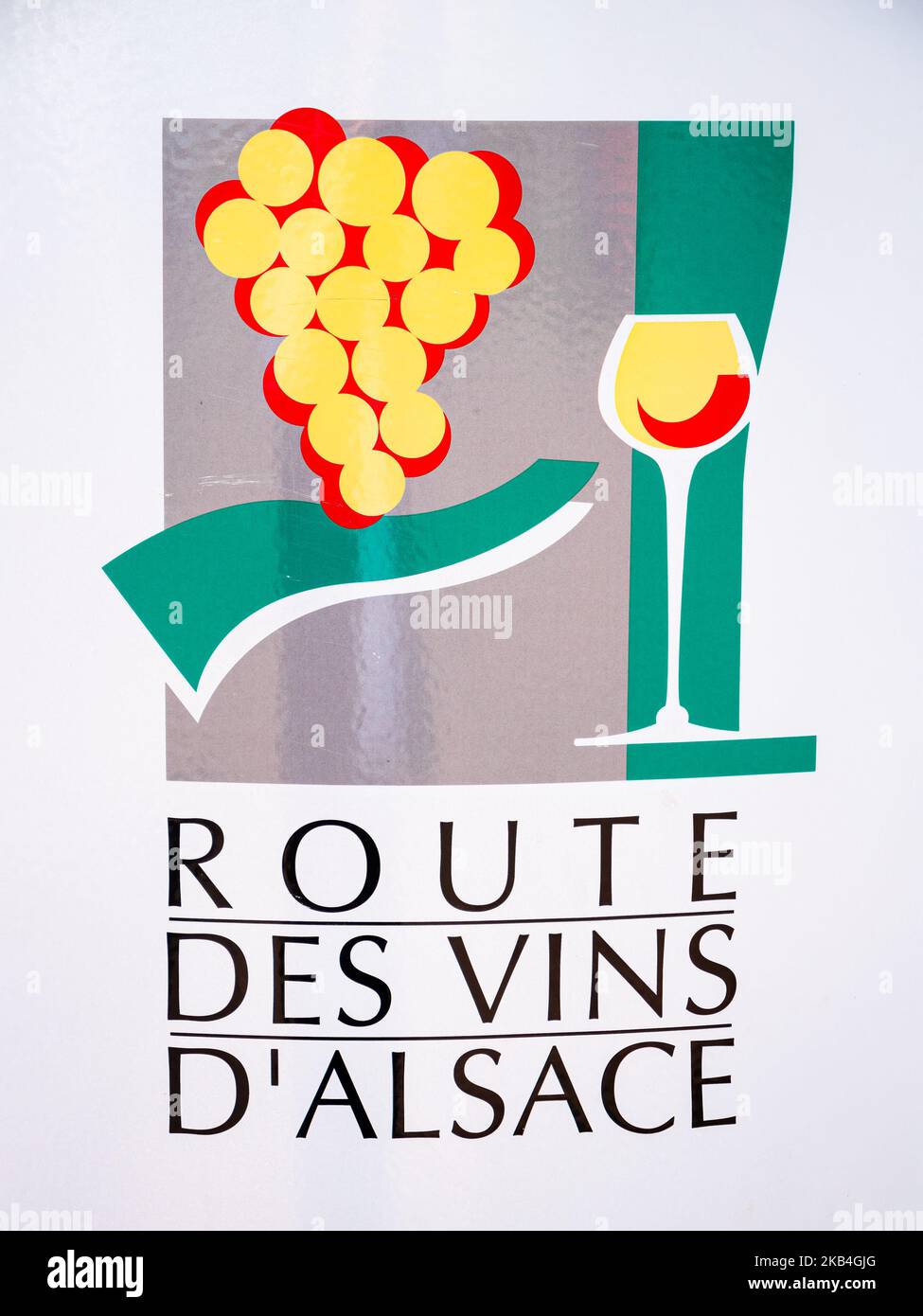 Soultz, France - October 10, 2022: A sign and a symbol of Route des vins in Alsace, France. English translation: Wine road Stock Photo