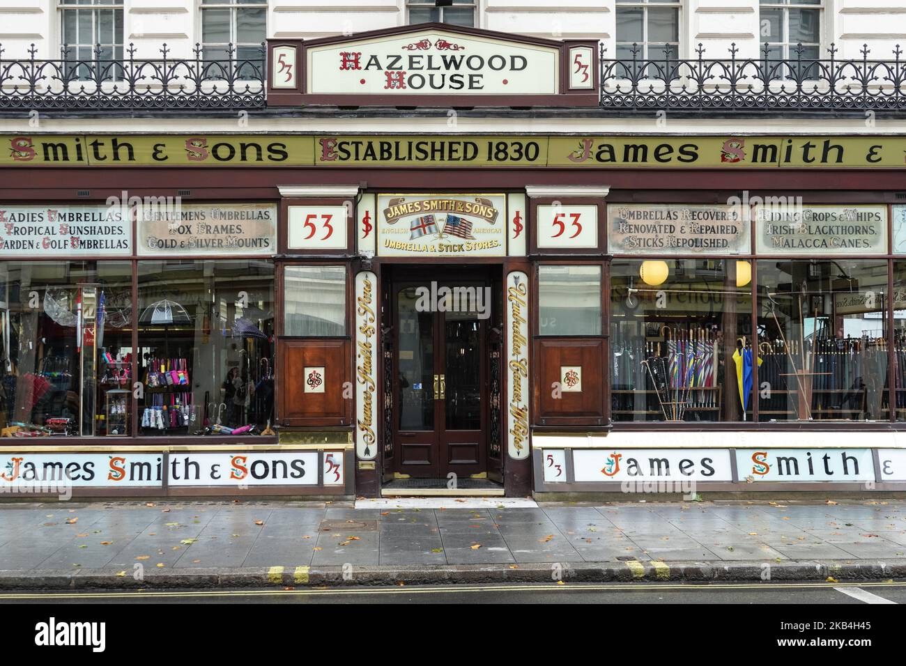 James Smith & Sons umbrella shop in Hazelwood House, New Oxford Street, London England United Kingdom UK Stock Photo