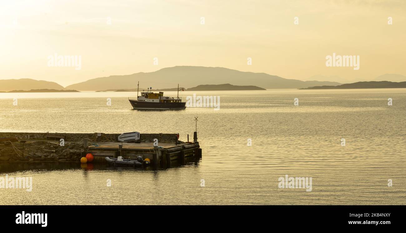Majestic Line Luxury Cruise ship moored off the Crinan Yacht Basin Summer evening Stock Photo