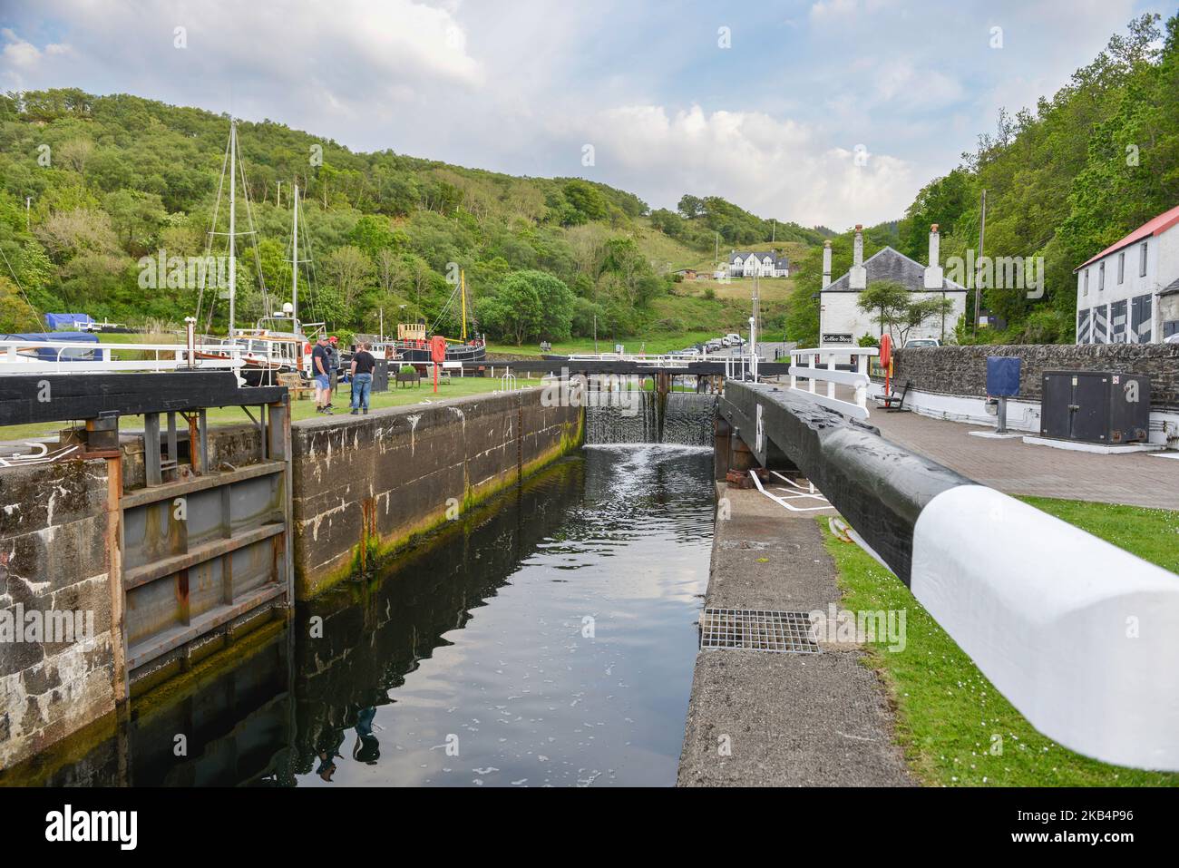 Crinan Basin, Crinan Canal Near Oban Scotland. Lock gates showing