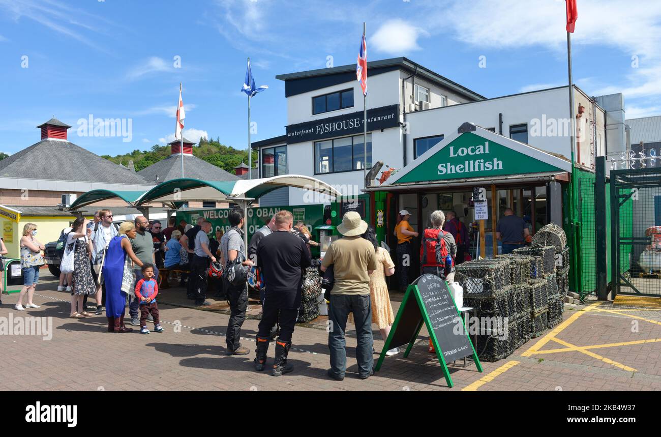 Oban Argyll Scotland.  Oban Seafood Shack, famous fresh fish eatery on Oban Quayside Stock Photo