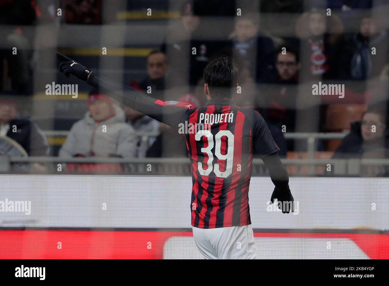 Lucas Paqueta’ #39 of AC Milan during the serie A match between AC Milan and SSC Napoli at Stadio Giuseppe Meazza on January 26, 2018 in Milan, Italy. (Photo by Giuseppe Cottini/NurPhoto) Stock Photo