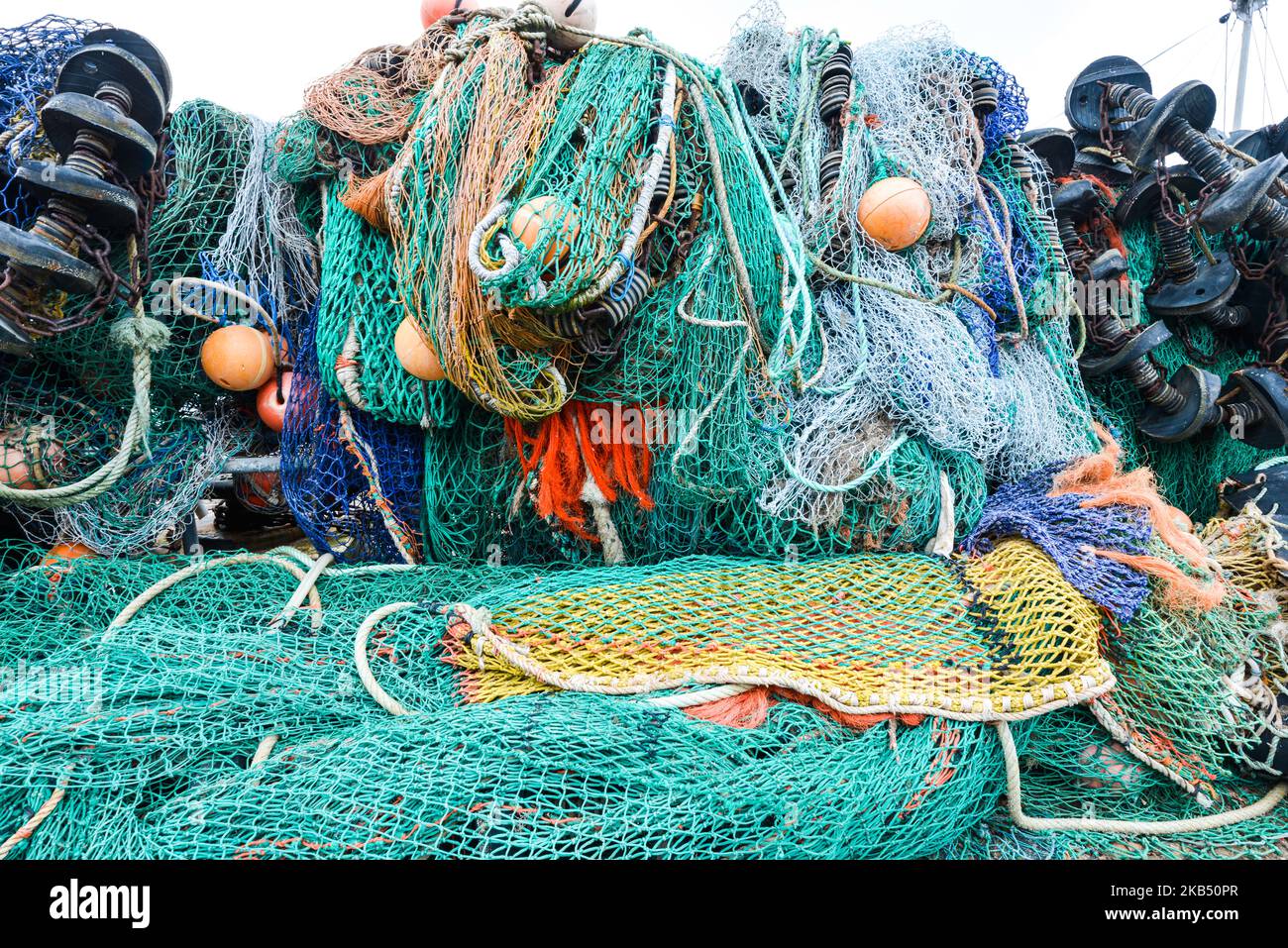 Fishing Nets on the Cobb at Lyme Regis Dorset England Stock Photo