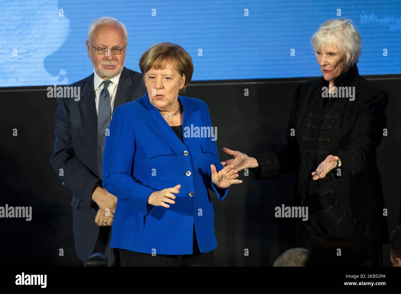 German Chancellor Angela Merkel (C) is pictured during the Fulbright Prize for International Understanding awarding ceremony in Berlin, Germany on January 28, 2019. (Photo by Emmanuele Contini/NurPhoto) Stock Photo