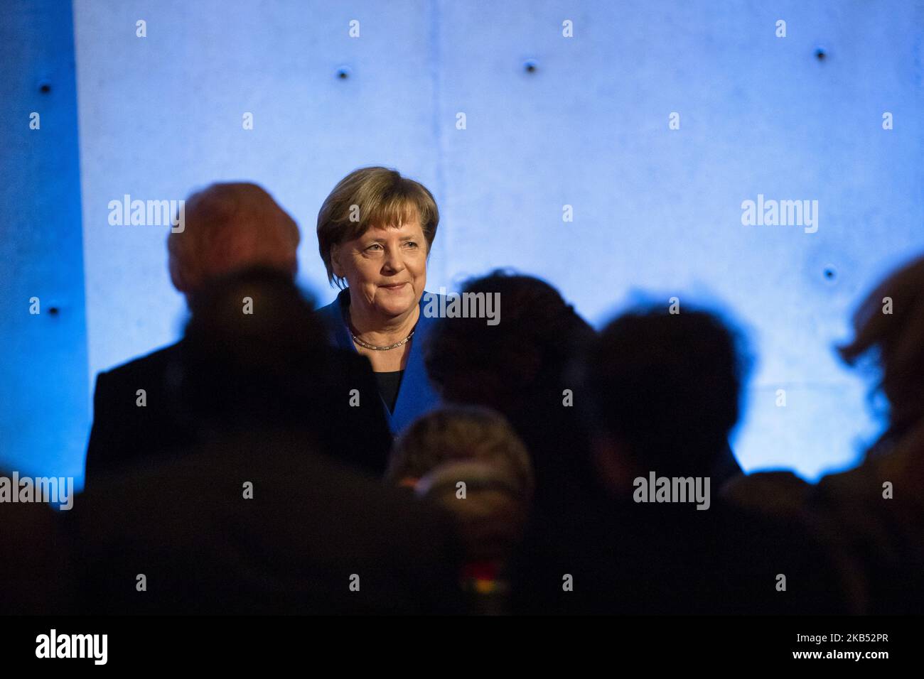 German Chancellor Angela Merkel (C) is pictured during the Fulbright Prize for International Understanding awarding ceremony in Berlin, Germany on January 28, 2019. (Photo by Emmanuele Contini/NurPhoto) Stock Photo