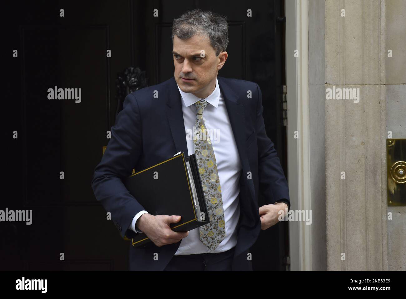 Conservative Party Chief Whip, Julian Smith leaves 10 Downing Street, London on January 29, 2019. Later today MPs will vote on selected amendments to the Prime Minister’s Brexit Deal with a further Meaningful Vote taking place on February 13th. (Photo by Alberto Pezzali/NurPhoto) Stock Photo