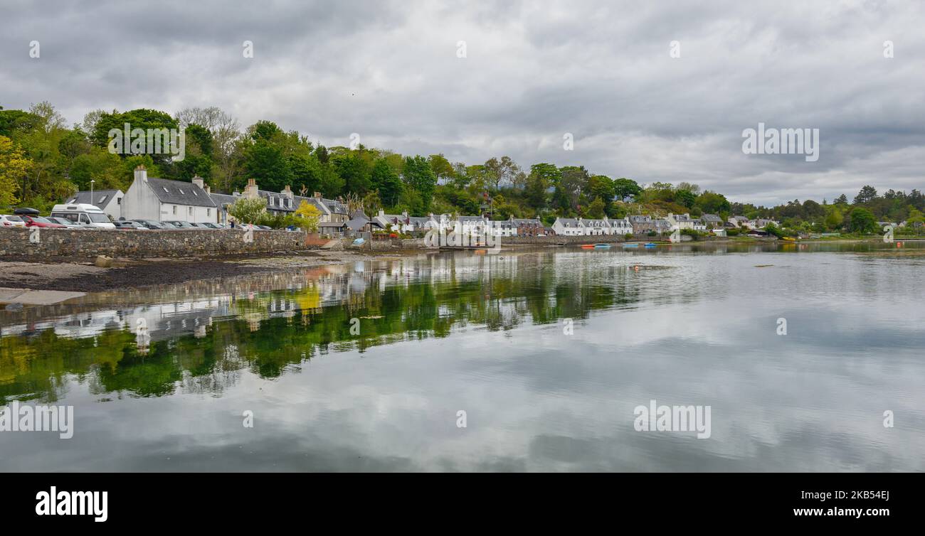 Scotland, Wester Ross, Highland.  Plockton Village and harbour area Stock Photo