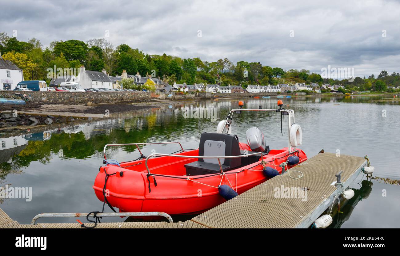 Scotland, Wester Ross, Highland.  Plockton Village and harbour area Stock Photo