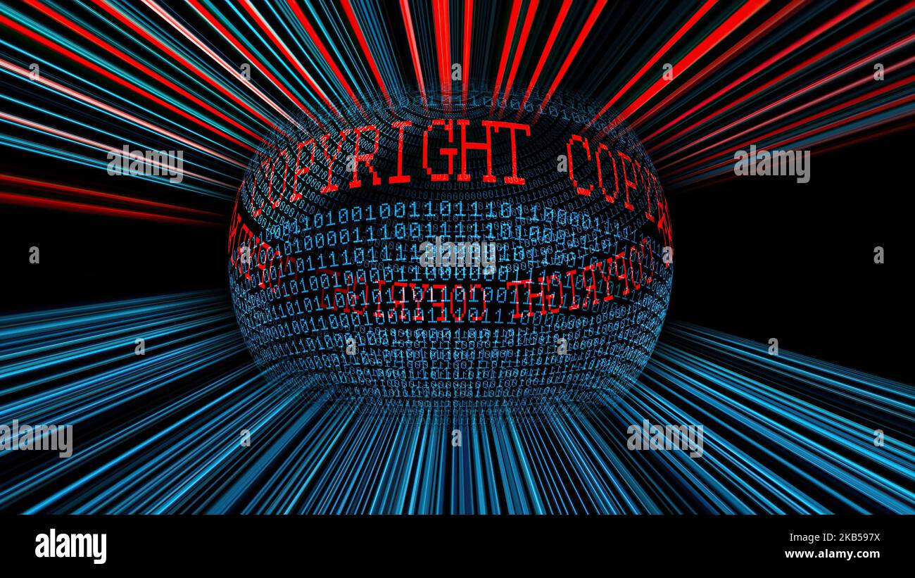 Copyright and binary data sphere concept Stock Photo - Alamy